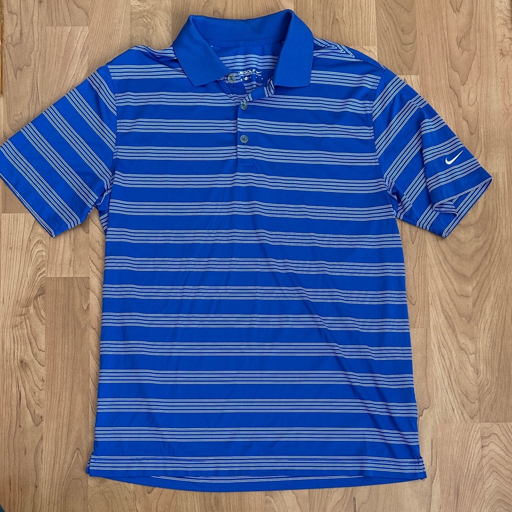 Men's Nike Golf Blue Polo with White Stripes